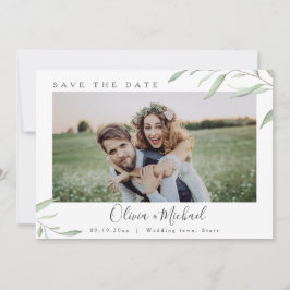 Convites Casamento mínimo de fotos verdes salvar a data