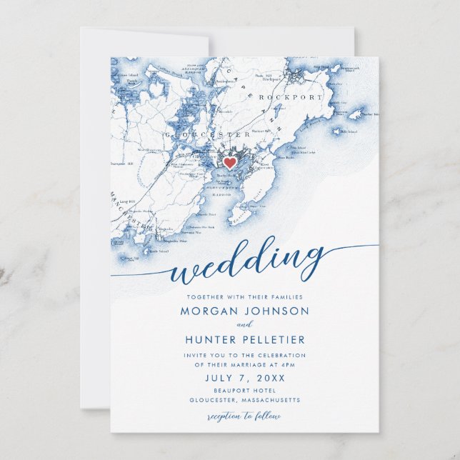 Convites Casamento Mínimo de Mapeamento de MÃES de Gloucest (Frente)