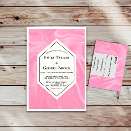 Convites Casamento Mínimo de Pintura Abstrato a-Rosa na mod