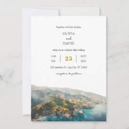 Convites Casamento mínimo de praia costeira do oceano lacri