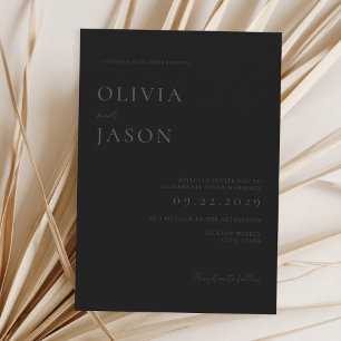 Convites Casamento Mínimo de Preto de Matte Moderno