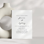 Convites Casamento Mínimo de Preto e Branco Moderno<br><div class="desc">Convite para Casamento de Script Branco e Preto Moderno Minimalista</div>