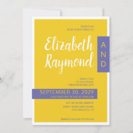 Convites Casamento mínimo de roxo amarelo moderno contempor