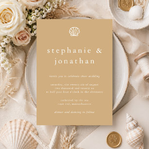 Convites Casamento Mínimo de Sandy Beige, Praia Costeira El
