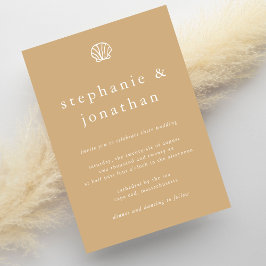 Convites Casamento Mínimo de Sandy Beige, Praia Costeira El