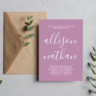 Convites Casamento Mínimo de Script de Lavanda True Simplic