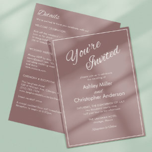 Convites Casamento Mínimo de Script Dusty Rosa All-in-One