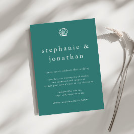Convites Casamento Mínimo de Teal de Praia Costeira Elegant