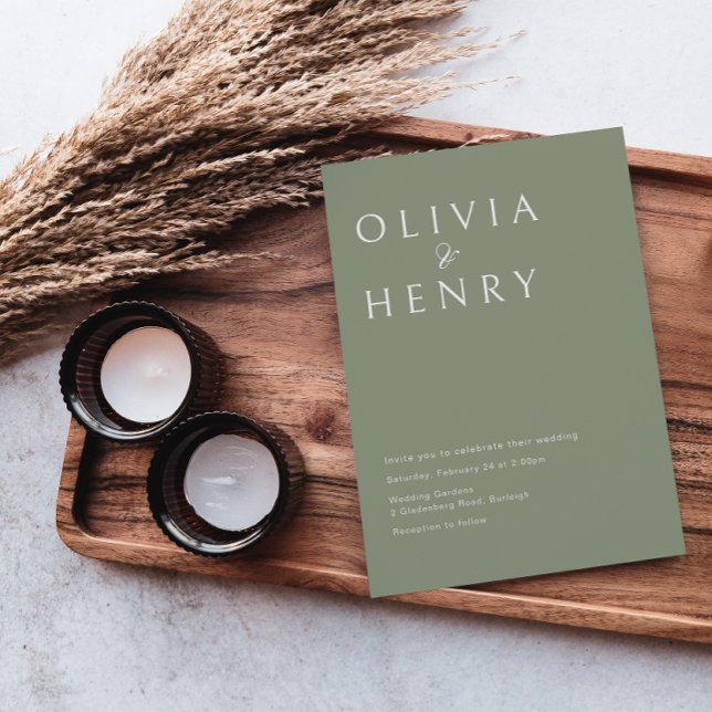 Convites Casamento Mínimo do Modern Sage (Criador carregado)