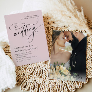 Convites Casamento Mínimo Elegante Blush Pink