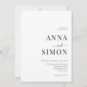 Convites Casamento Mínimo Elegante de Branco Branco Branco