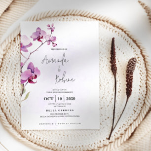 Convites Casamento Mínimo Elegante De Flor Roxo