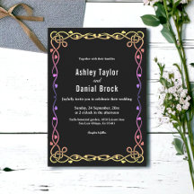 Casamento Mínimo Elegante De Moldura Preta E Branc