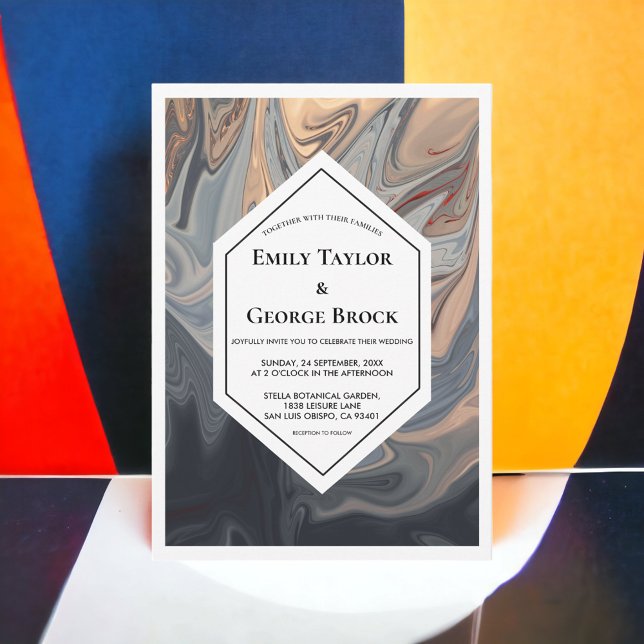 Convites Casamento Mínimo Elegante de Terracotta Abstrato (Criador carregado)