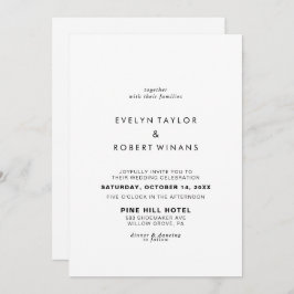 Convites Casamento Mínimo Elegante Frente Formal e Traseira