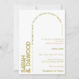 Convites Casamento Mínimo Elegante Muçulmano Branca