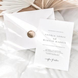Convites Casamento Mínimo Elegante Preto e Branco