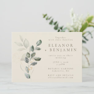 Convites Casamento Mínimo Eucalyptus Botânico Suave Elegant