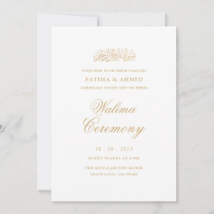 Convites Casamento Mínimo Islâmico-Islâmico Branco Walima