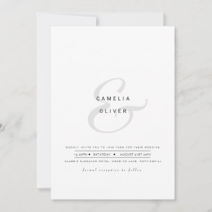 Convites Casamento Mínimo Moderno de Ampersand Branco Negr