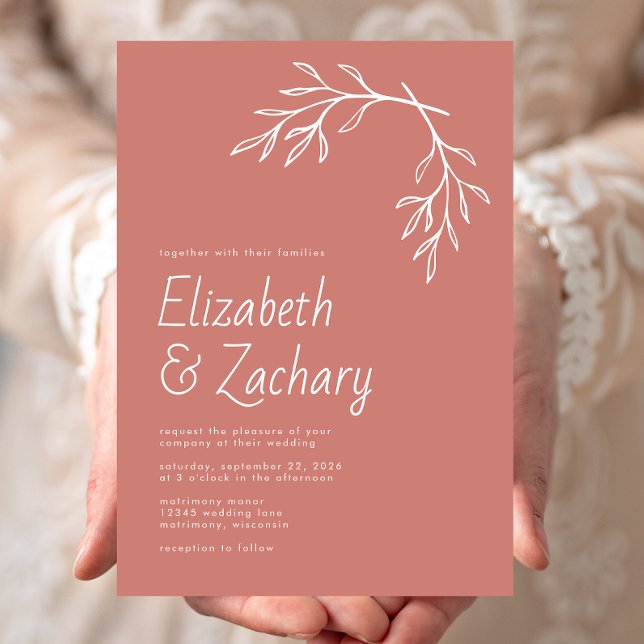 Convites Casamento Mínimo Moderno de Terracotta Botânica (Criador carregado)