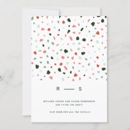 Convites Casamento Mínimo Moderno do Padrão Terrazzo Verde 