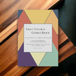 Convites Casamento mínimo moderno e geométrico colorido de