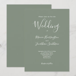 Convites Casamento Mínimo Moderno Verde Oleícola