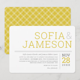 Convites CASAMENTO MÍNIMO Mostarda simples de cinza moderna