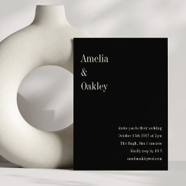 Convites Casamento Mínimo Negra Elegante Na moda Moderno