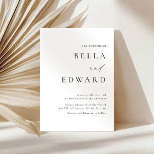 Convites Casamento Mínimo Negro Branco Elegante