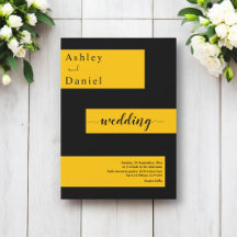 Casamento Mínimo Negro E Dourado Moderno E Elegant