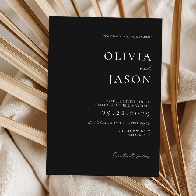 Convites Casamento mínimo preto e branco moderno (Criador carregado)