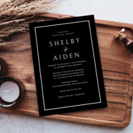 Convites Casamento Mínimo Preto e Branco Moderno