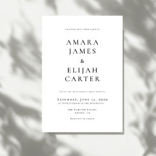 Convites Casamento mínimo preto e branco moderno