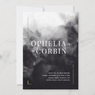 Convites Casamento Mínimo Preto-Negro-Fumo