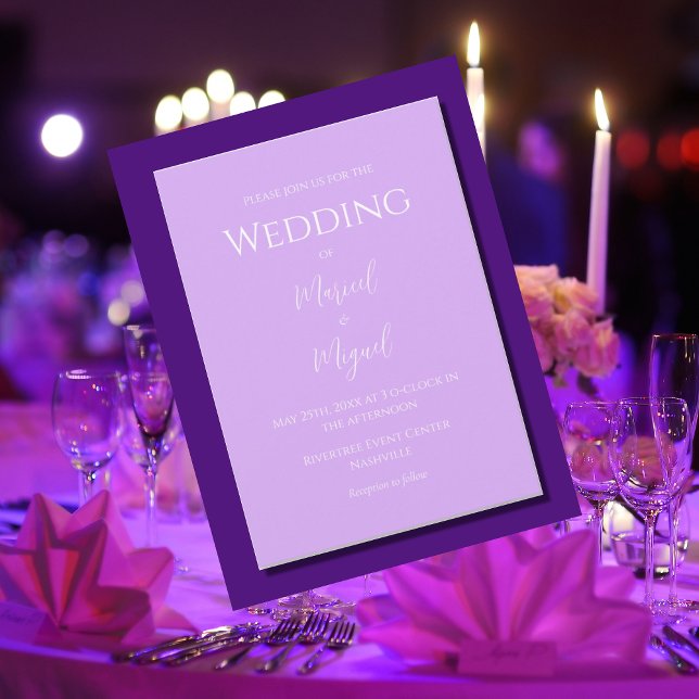 Convites Casamento Mínimo Purple Lilac Moderno (Criador carregado)