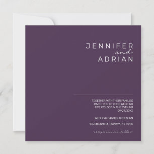 Convites Casamento Mínimo Roxo Moderno Elegante Pastel