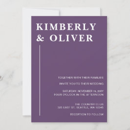 Convites Casamento Mínimo Roxo Simples Moderno