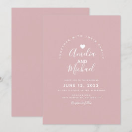 Convites Casamento Mínimo Simples de Coração Rosa