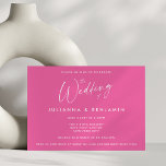 Convites Casamento Mínimo Simples de Script Moderno Rosa Qu<br><div class="desc">Convite para Casamento de Script Moderno,  Rosa Quente Simples (horizontal)</div>