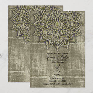 Convites Casamento Mínimo Tereno Russo Tan Mandala