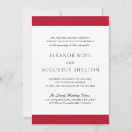 Convites Casamento Mínimo Vermelho e Negro Elegante Moderno