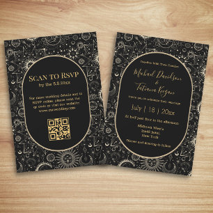 Convites casamento místico com código qr místico chic black
