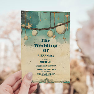 Convites Casamento Místico da Sun Moon Astronomy Space