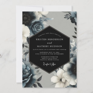 Convites Casamento Místico de Inverno Azul-Marinho