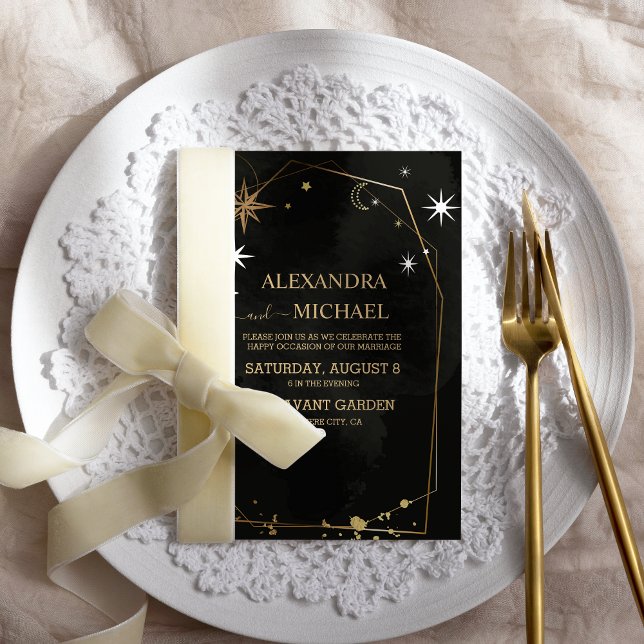 Convites Casamento Místico Tarot Preto e Dourado (Criador carregado)