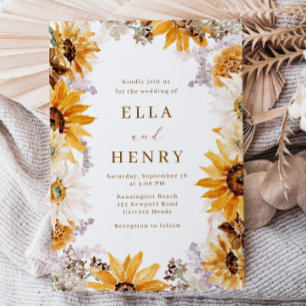 Convites Casamento Modern Boho Sunflower