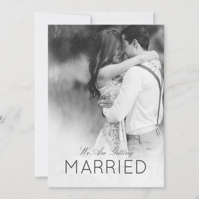 Convites Casamento Moderno 2 Foto Elegante Preto e Branco (Frente)