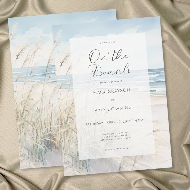 Convites Casamento Moderno à Beira-Mar com Aquarela (Modern Seaside Watercolor On the Beach Wedding Invitation)